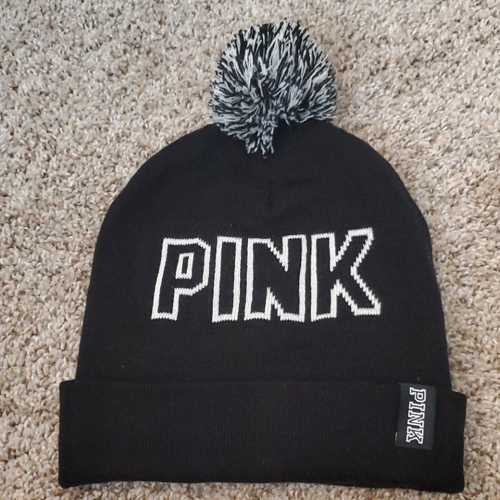 New Black and white PINK beanie hat